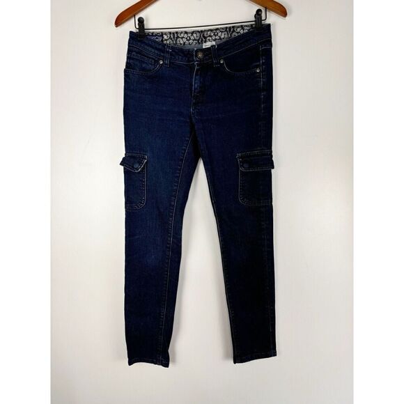 Patagonia Women’s Size 26 Dark Blue Iron Clad Denim Skinny Cargo Jeans - Picture 2 of 7
